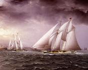 詹姆斯 E 巴特斯沃思 : Schooner Race in New York Harbor